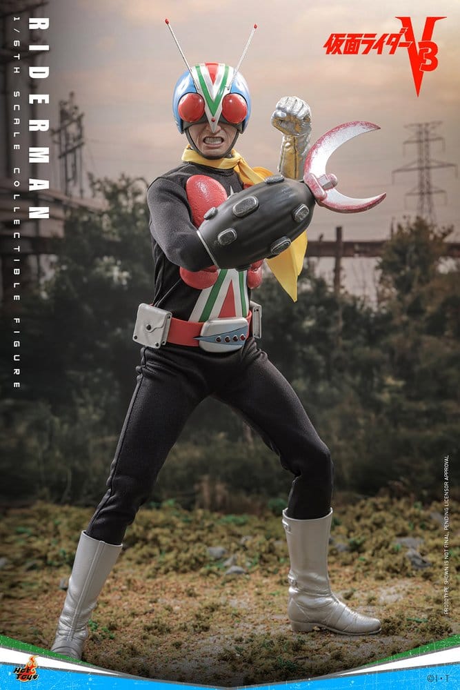 caja figura riderman hot toys presentacion oficial kamen rider v3 embalaje