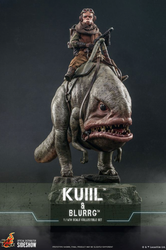 Figura Kuiil y Blurrg Hot Toys Star Wars The Mandalorian escala 1/6 vista frontal