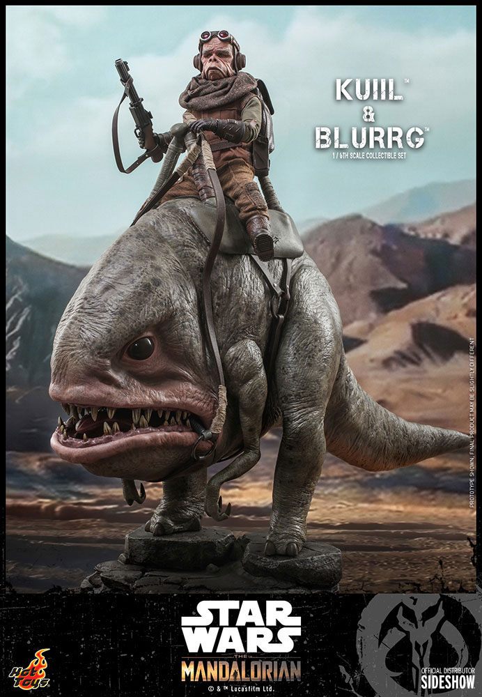 Kuiil montado en Blurrg figura Hot Toys Star Wars The Mandalorian 37 cm