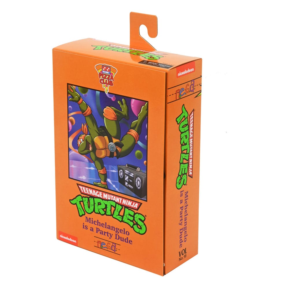 Caja estilo VHS de Michelangelo TMNT con ilustraciones retro