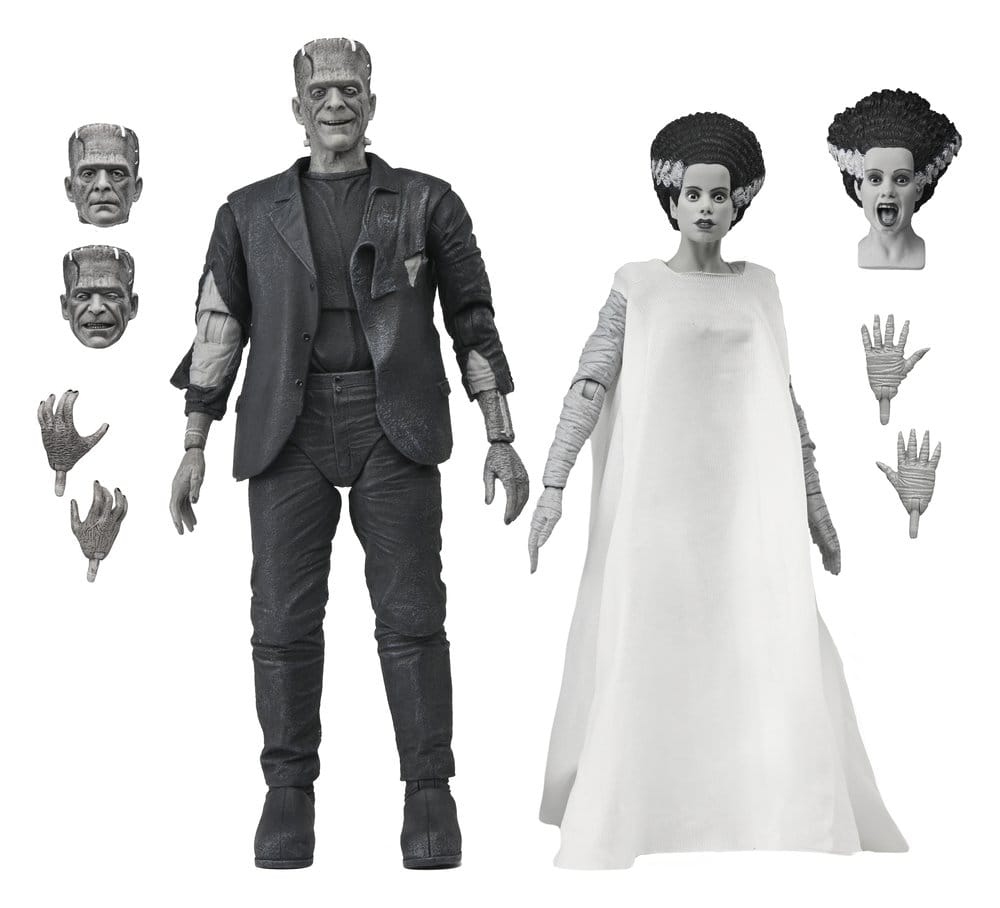 Figuras Frankenstein Monster y Bride of Frankenstein B&W NECA 90th Anniversary