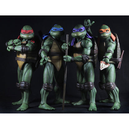 Figura articulada Raphael NECA en caja con ventana y accesorios.