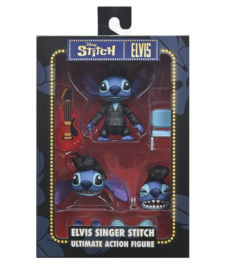 Caja de arte de Stitch Elvis – figura NECA edición retro