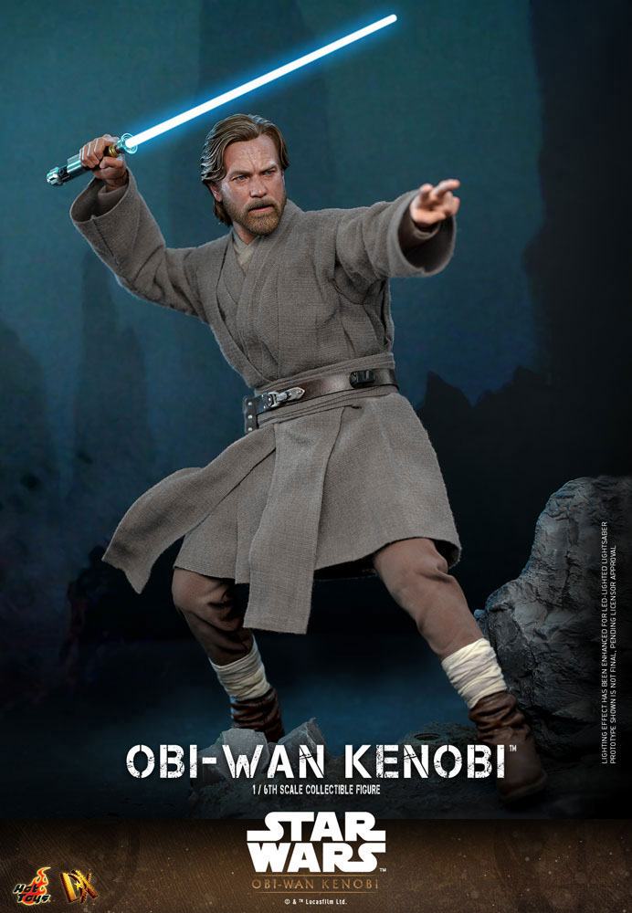 Figura Obi-Wan Kenobi Hot Toys con accesorios y esculpido realista de Ewan McGregor.
