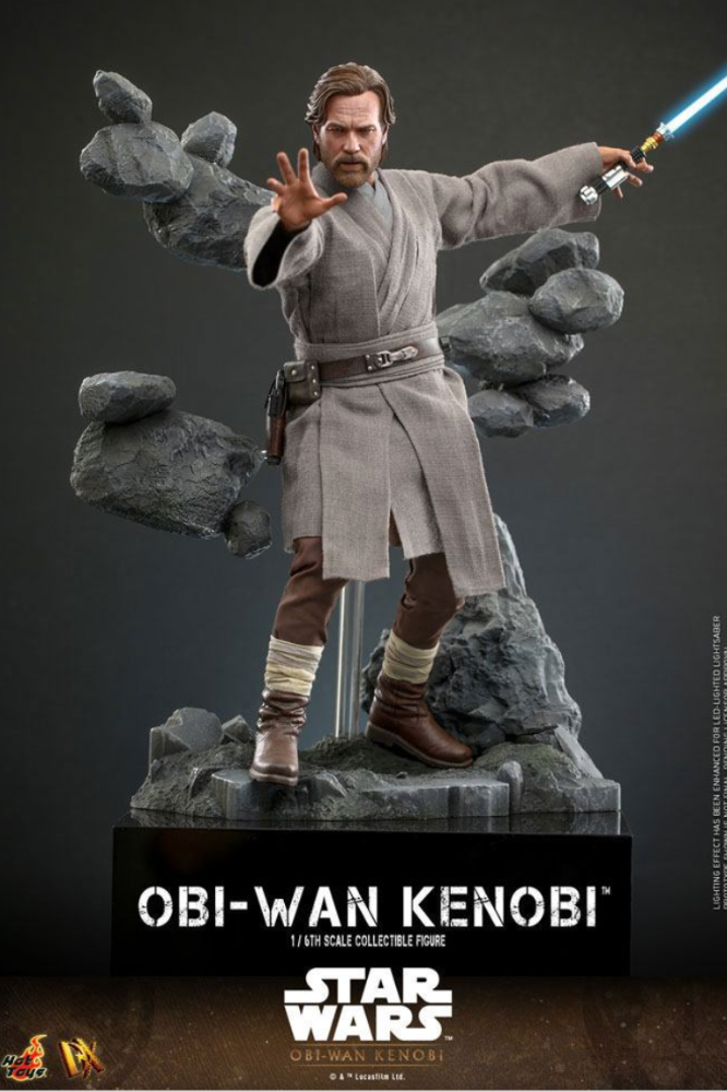 Figura coleccionable Obi-Wan Kenobi Hot Toys escala 1/6 basada en la serie Star Wars.
