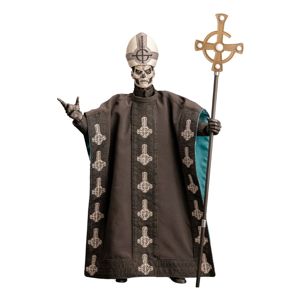 Figura Papa Emeritus II escala 1/6 con báculo y túnica negra – Ghost