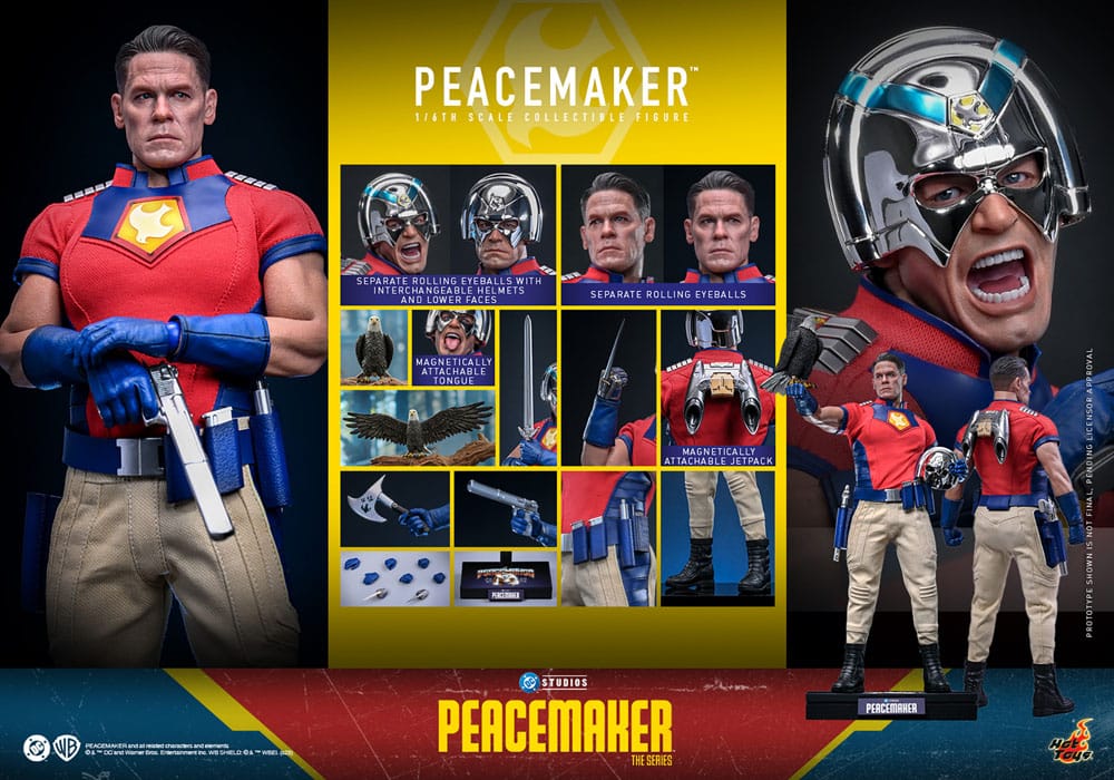 Figura PEACEMAKER 1/6 Hot Toys con accesorios, armas y casco intercambiable – DC Comics 31 cm.