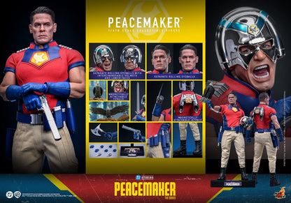 Figura PEACEMAKER 1/6 Hot Toys con accesorios, armas y casco intercambiable – DC Comics 31 cm.