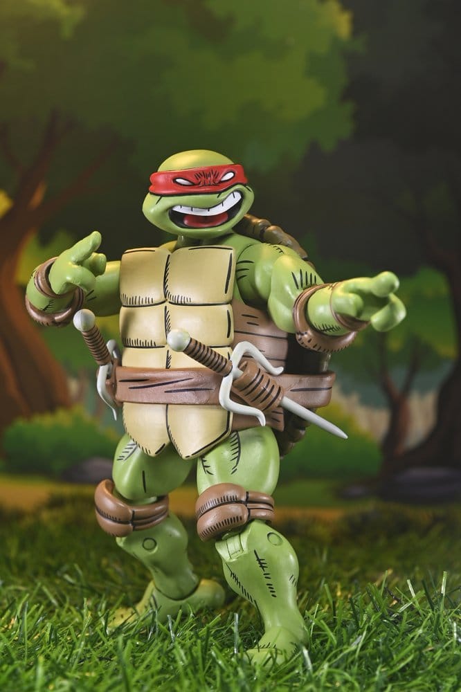 Figura Raphael NECA Tortugas Ninja con sais gemelos detalle frontal