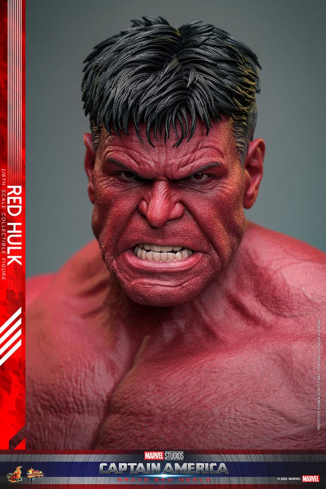Detalle de cabezas intercambiables con ojos móviles de Red Hulk Hot Toys 1/6