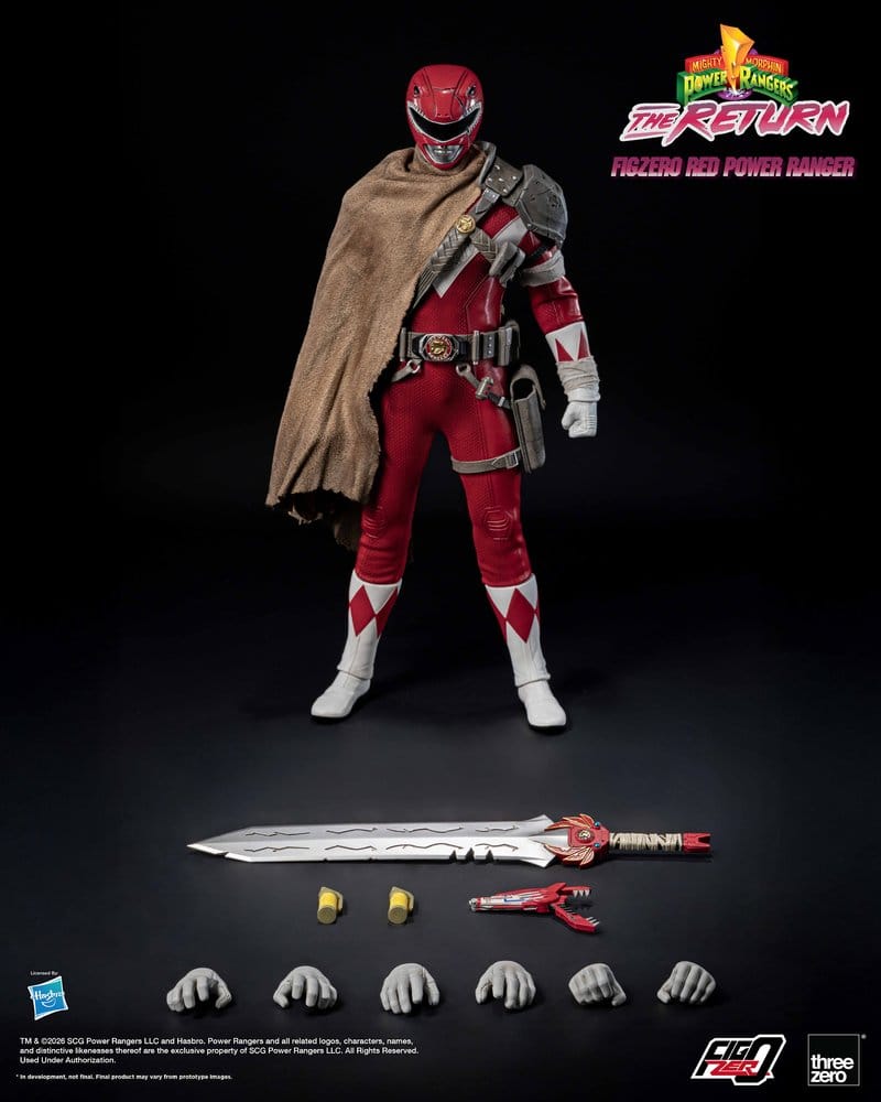 Figura Red Power Ranger con Power Sword y Blade Blaster FigZero Threezero