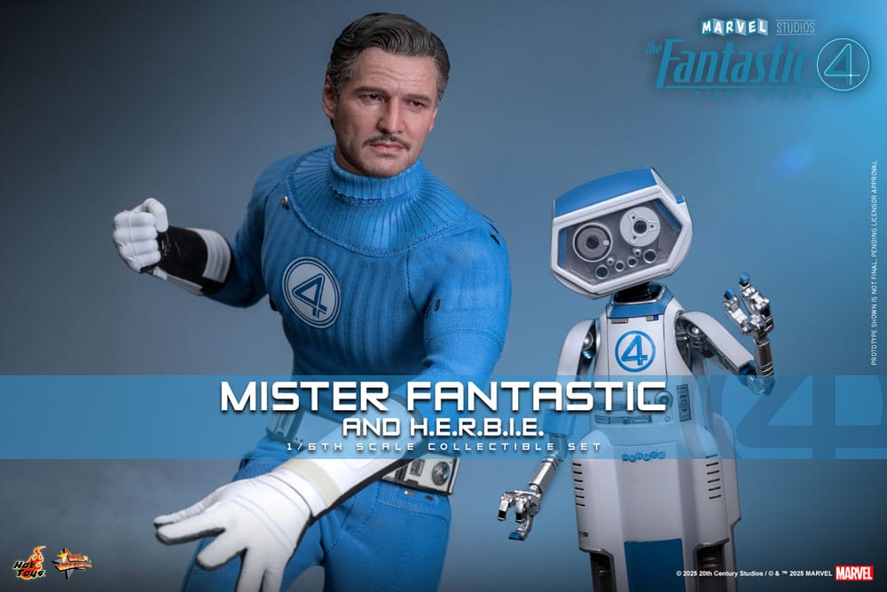 Rostros y accesorios intercambiables de la figura Mister Fantastic de Hot Toys