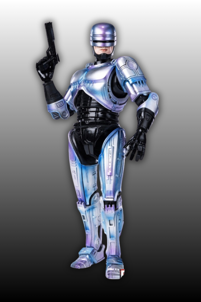 Figura RoboCop 2 Hiya Toys escala 1/12 con arma y acabado metálico