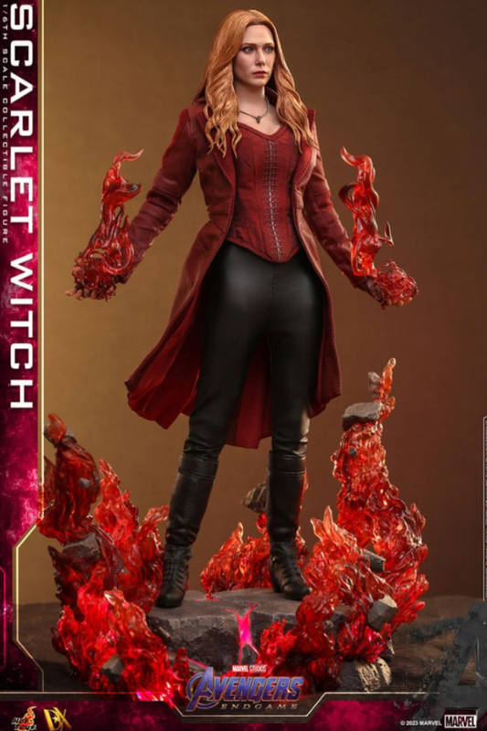 Figura Scarlet Witch Hot Toys DX Movie Masterpiece 1/6 con base diorama iluminada Avengers Endgame.