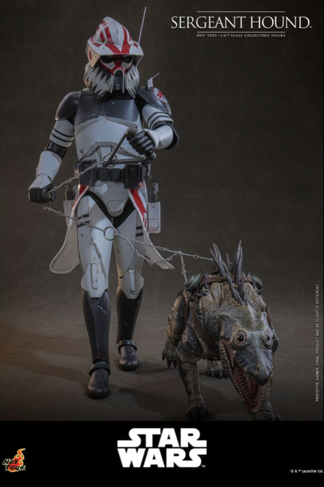 Figura Hot Toys 1/6 Star Wars The Clone Wars Sergeant Hound con Massiff