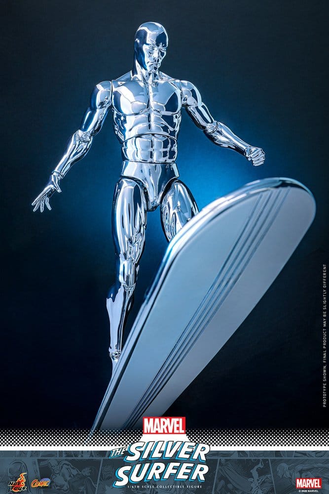 caja figura silver surfer hot toys embalaje oficial presentacion marvel comics