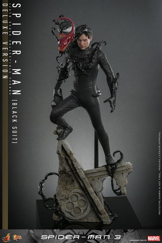 Figura Spider-Man traje negro Hot Toys con base diorama – Versión Deluxe 1/6 Spider-Man 3