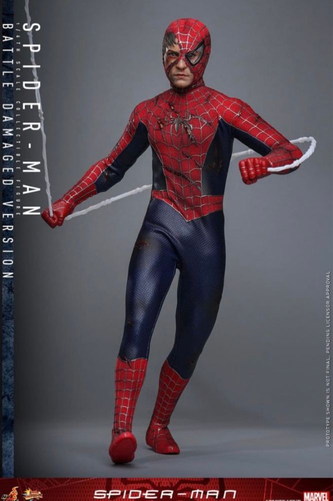 Figura Spider-Man Battle Damaged Version Hot Toys Movie Masterpiece escala 1/6 Marvel