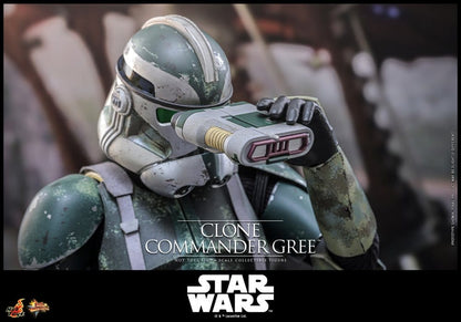 Figura coleccionable Clone Commander Gree Hot Toys con armadura de camuflaje multiverde