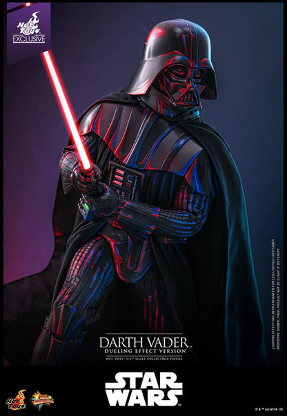 Presentación de la figura DARTH VADER Dueling Effect Version 1/6 Hot Toys en su caja de arte original – Star Wars