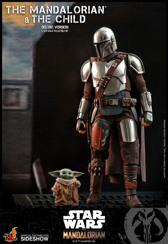 Caja de arte original Hot Toys The Mandalorian y Grogu Deluxe presentación oficial