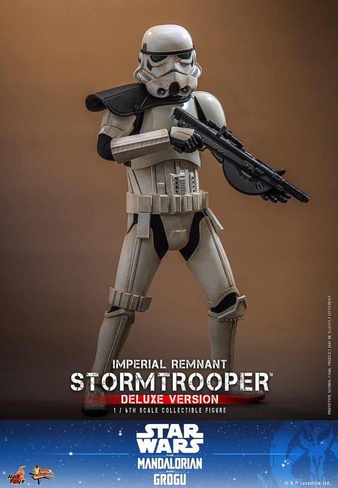 Detalle de la armadura desgastada del Imperial Remnant Stormtrooper Deluxe Hot Toys