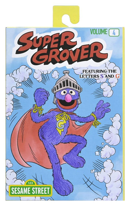 Caja oficial figura Super Grover NECA Sesame Street Ultimate