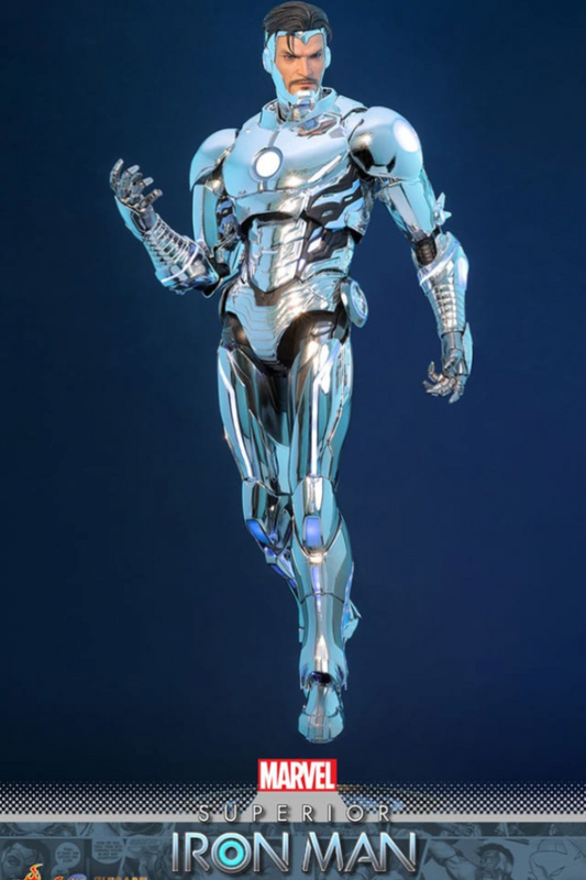 Figura Superior Iron Man Hot Toys Diecast 1/6 con acabado cromado