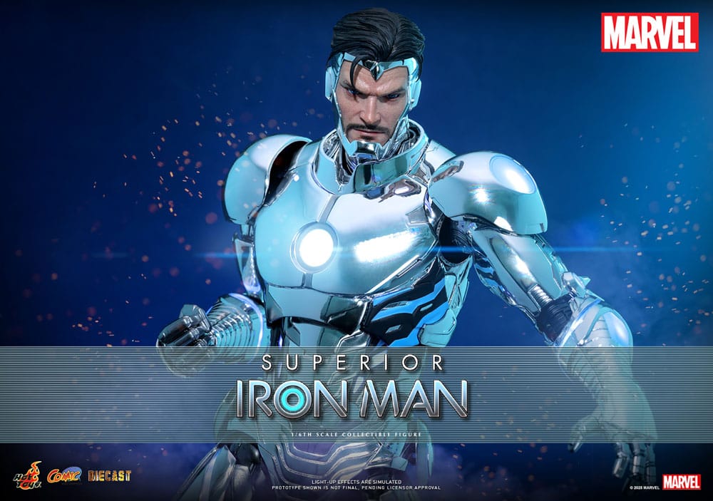 Iron Man Superior versión cómic con luz LED y base iluminada USB