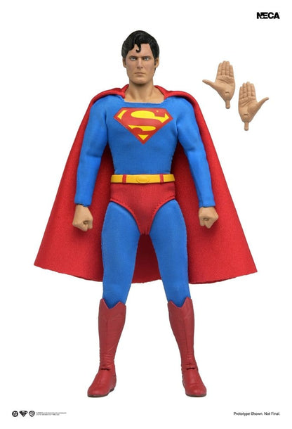Figura Superman Clothed 1978 NECA con manos intercambiables y soporte de vuelo
