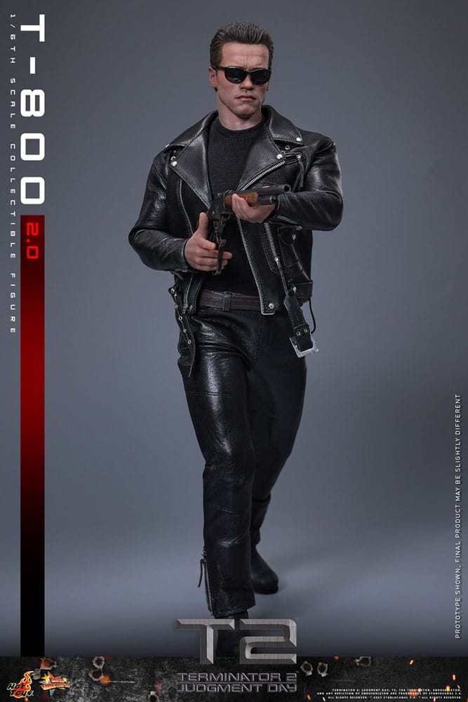 Figura completa T-800 Battle 2.0 de Hot Toys con pose de combate