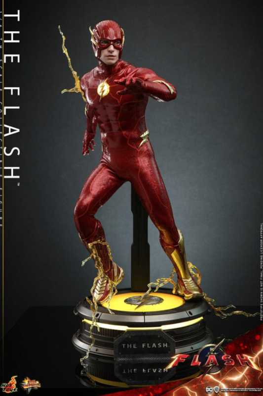 Figura The Flash Hot Toys Movie Masterpiece 1/6 con base expositora oficial DC Comics.