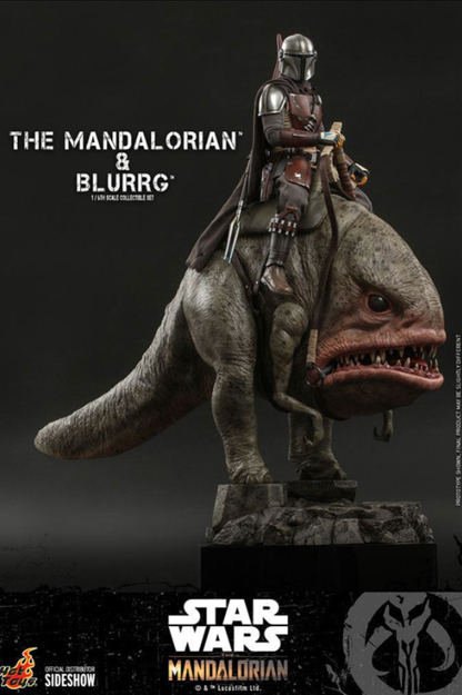 The Mandalorian y Blurrg figura Hot Toys Star Wars The Mandalorian escala 1/6 vista frontal