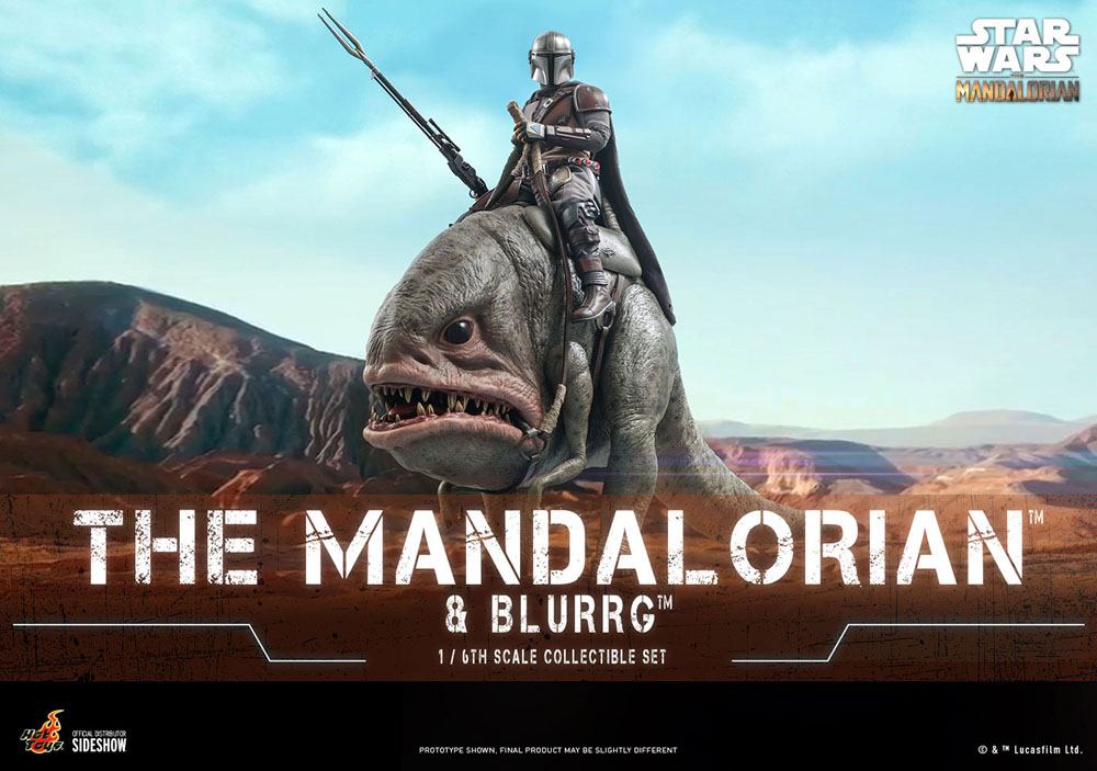 Pack The Mandalorian y Blurrg Hot Toys Star Wars figura coleccionable 37 cm