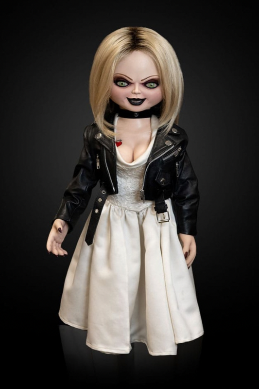  Réplica tamaño real Tiffany La Novia de Chucky NECA 76 cm con vestido y chaqueta de cuero