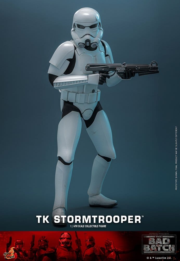 Accesorios del TK Stormtrooper Hot Toys con rifle bláster y manos intercambiables