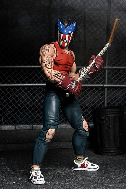 Figura NECA Casey Jones TMNT Mirage Comics Bodycount con armas.
