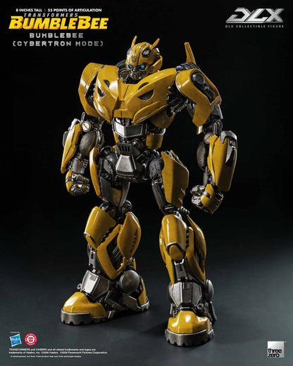 Figura Transformers Bumblebee Cybertron Mode DLX de Threezero con accesorios intercambiables