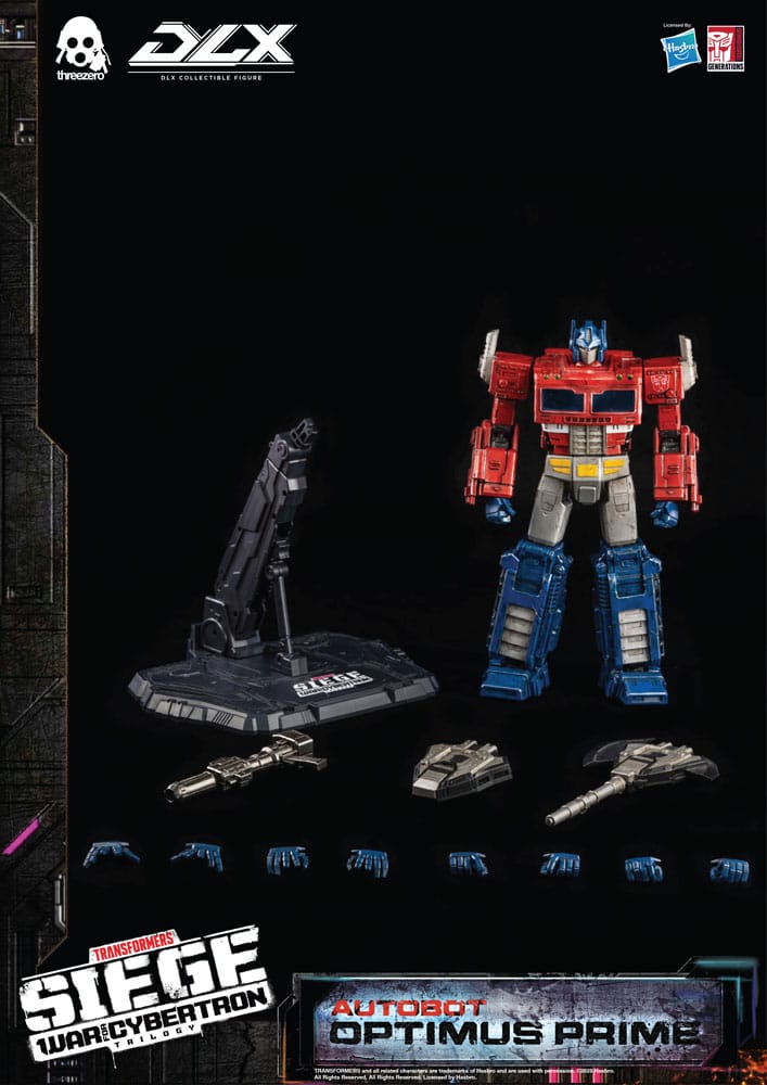 Optimus Prime DLX de 25 cm con rifle y base, edición Threezero Transformers