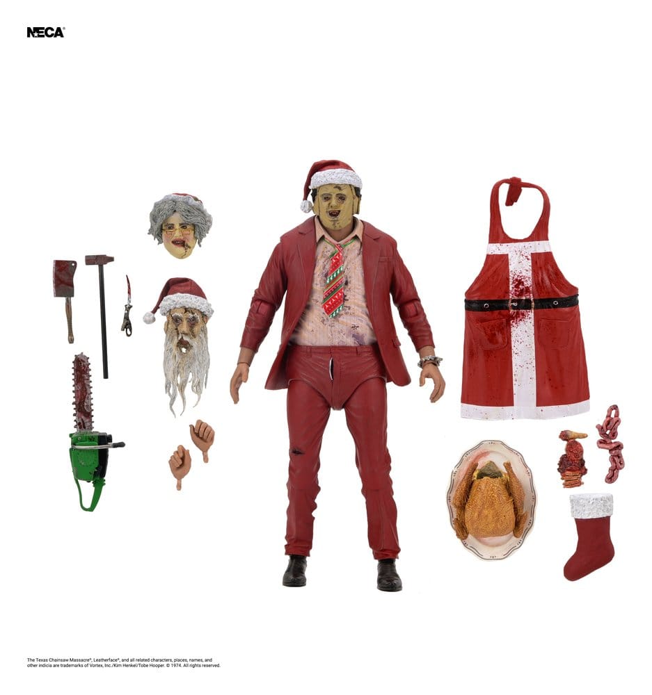 Ultimate Santa Leatherface con accesorios Figura NECA 18 cm