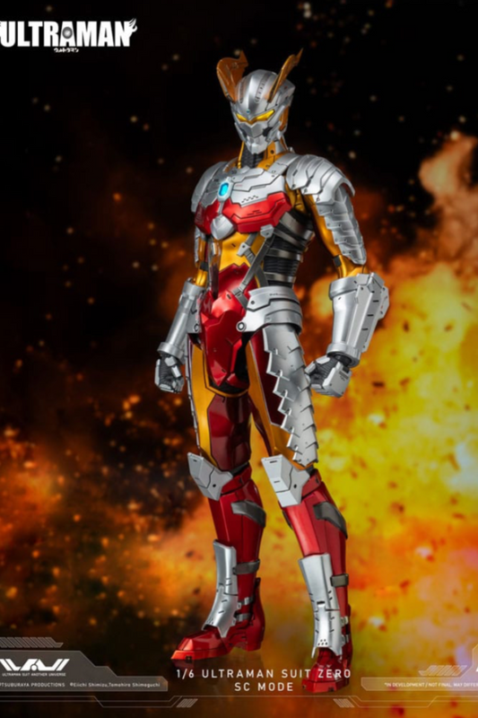 Figura articulada Ultraman Suit Zero SC Mode 31 cm – Threezero, vista frontal con pose estática.
