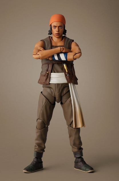 Figura Usopp S.H.Figuarts en pose dinámica con tirachinas One Piece Netflix
