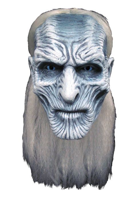 Máscara de White Walker de Game of Thrones con cabello sintético y acabado realista
