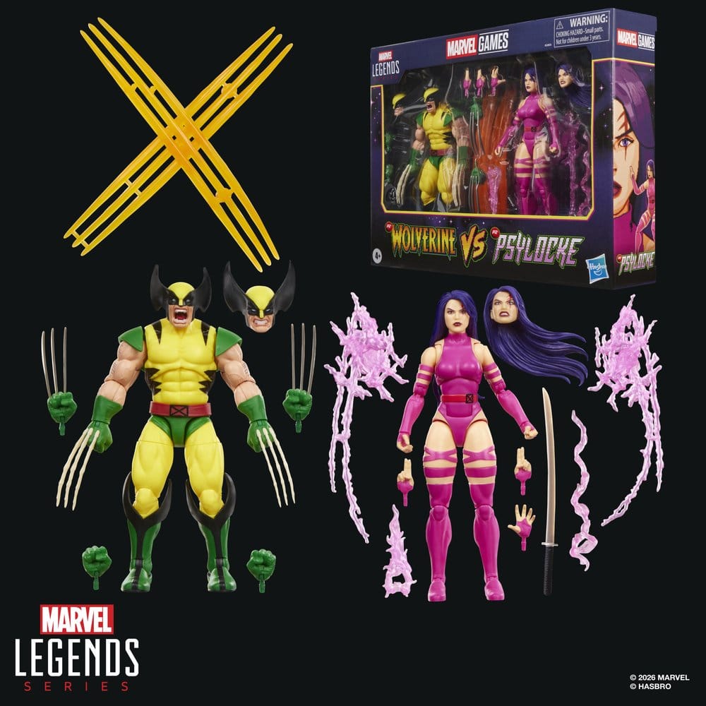 WOLVERINE & PSYLOCKE MARVEL LEGENDS MARVEL GAMES PACK 2 FIGURAS 15 CM HASBRO