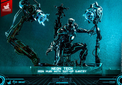 IRON MAN 2 FIGURA 1/6 NEON TECH WITH SUIT-UP GANTRY 49 CM - HOT TOYS – EDICIÓN EXCLUSIVA DIECAST