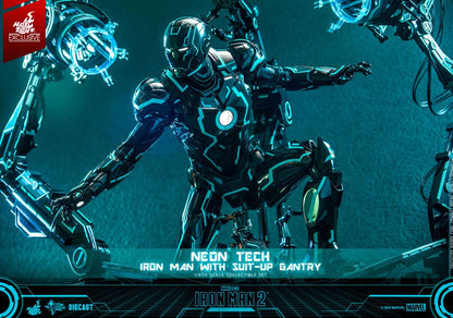IRON MAN 2 FIGURA 1/6 NEON TECH WITH SUIT-UP GANTRY 49 CM - HOT TOYS – EDICIÓN EXCLUSIVA DIECAST