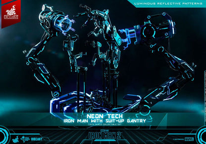 IRON MAN 2 FIGURA 1/6 NEON TECH WITH SUIT-UP GANTRY 49 CM - HOT TOYS – EDICIÓN EXCLUSIVA DIECAST