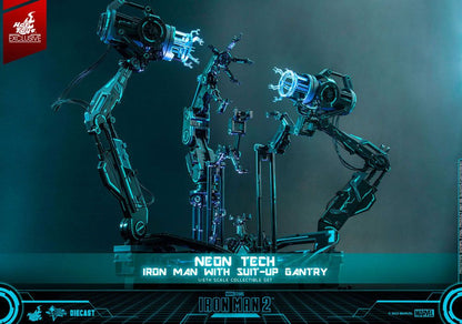 IRON MAN 2 FIGURA 1/6 NEON TECH WITH SUIT-UP GANTRY 49 CM - HOT TOYS – EDICIÓN EXCLUSIVA DIECAST