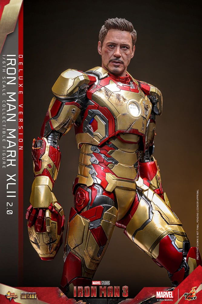IRON MAN MARK XLII 2.0 DELUXE - IRON MAN 3 - HOT TOYS FIGURA 1/6 ESCALA 32 CM