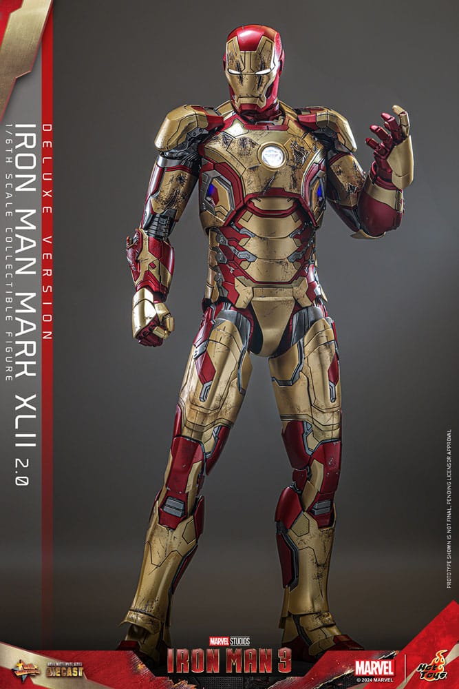 IRON MAN MARK XLII 2.0 DELUXE - IRON MAN 3 - HOT TOYS FIGURA 1/6 ESCALA 32 CM